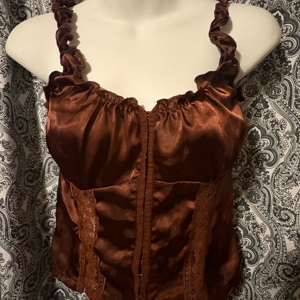 Brown Ruched Bustier Camisole